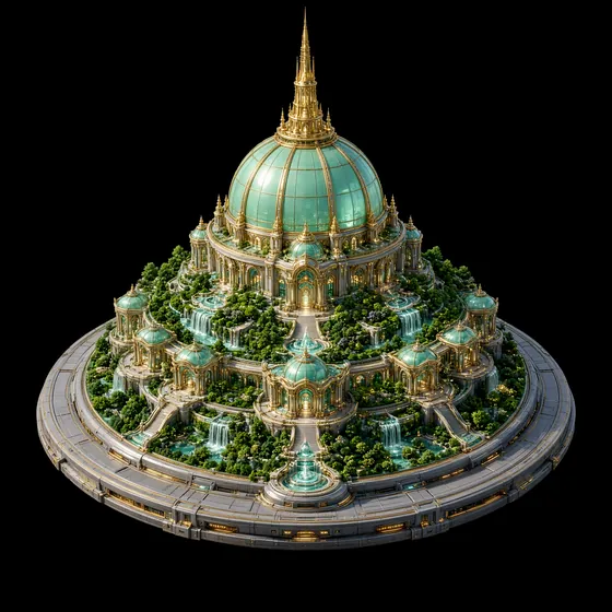 A grand Metonian palace under a green glass dome